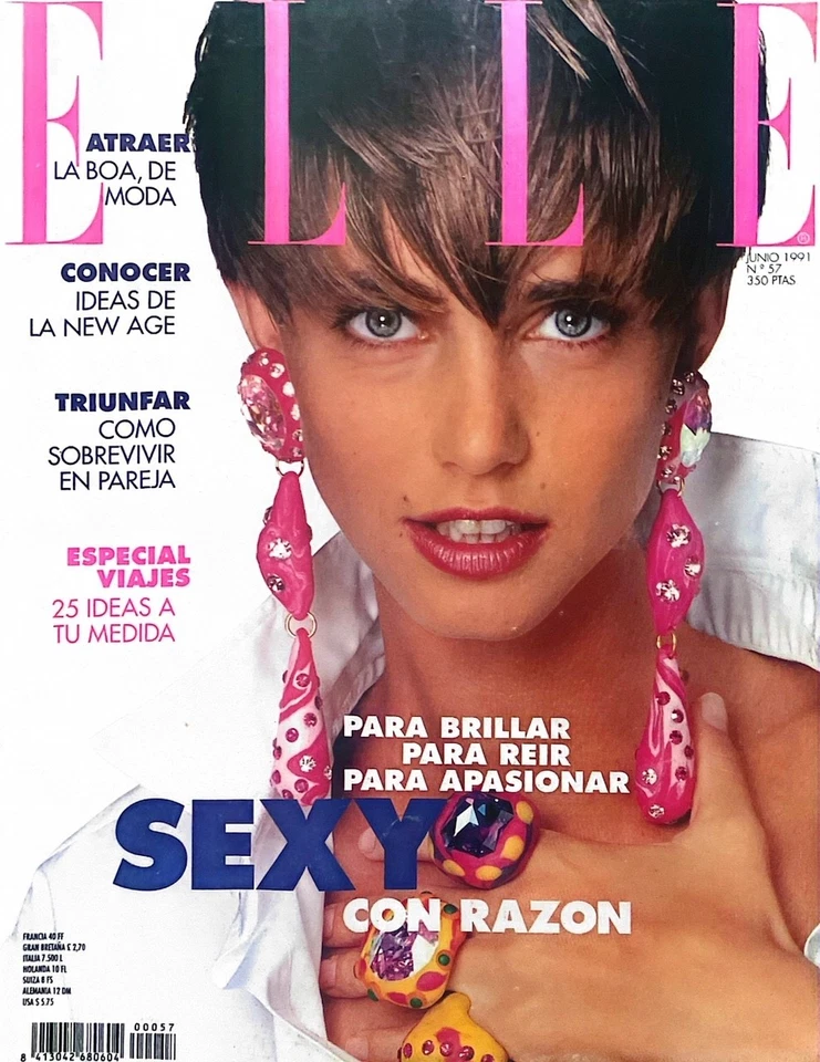 ELLE Magazine Spain 1991 ROBERTA CHIRKO Carla Bruni CHER Emma Sjoberg NADEGE - Image 1 of 4