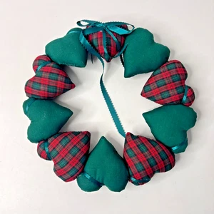 Tela Acolchada Country Corazón Retazos Cuadros Corona Cinta Decoración Navidad 11" - Imagen 1 de 5