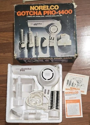 Norelco GOTCHA PRO 1400 Hair Drying System model HB1800 Complete Vintage in Box - Image 1 of 3