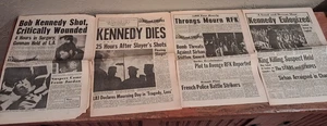 4 Vintage Original Juni 68 Stars And Stripes Zeitungen B Kennedy Shot, Dies, Svc - Bild 1 von 8