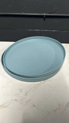 Mainstays Plastic Dinner Plates 10.5" Round Aqua Blue Ribbed Set of 2 - Image 1 of 3
