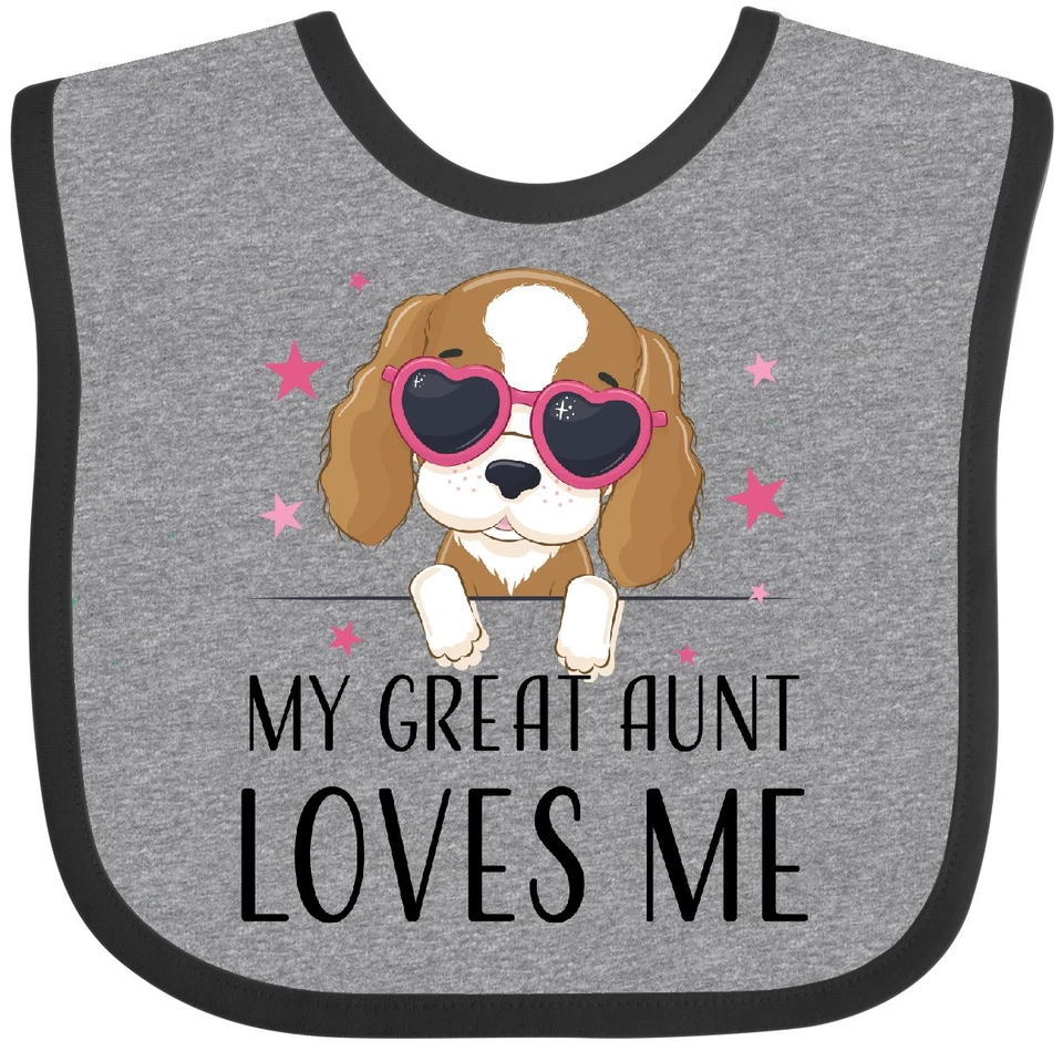 Lindo cachorro de tinta mi tía abuela me ama bebé babero cachorro perro animales sobrino para Foto 1 de 1