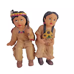 Native American Figurine Children Resin 5" - Picture 1 of 9