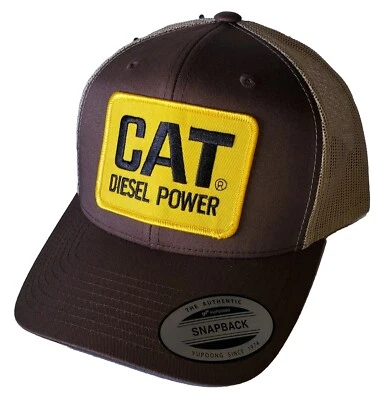 CAT Diesel Power Patch Trucker Hat / Yupoong 6606 Snapback / Brown/Khaki - Image 1 of 4
