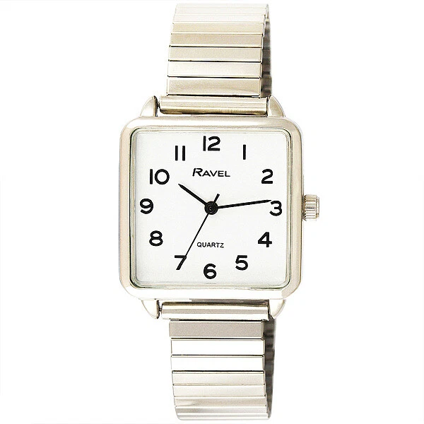 Ravel Women's Classic Rectangular Dial Silver Expander Bracelet Watch R0239.02.2