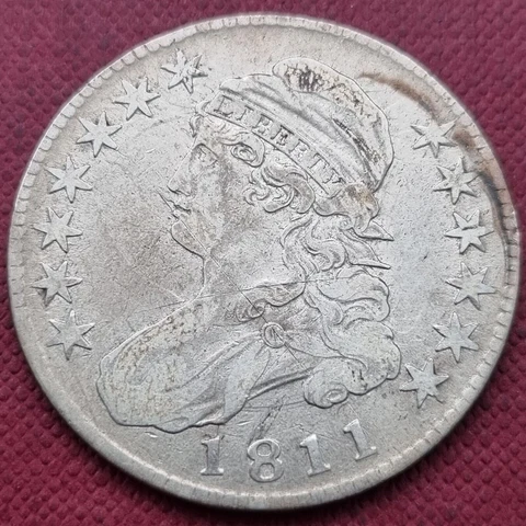 1811 Capped Bust Half Dollar 50c High Grade XF ++ Clashed Dies Large 8 #38461 Cover