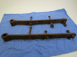 Antique Pair Primitive Hand Forged Iron Barn Door Strap Hinges - Picture 1 of 4