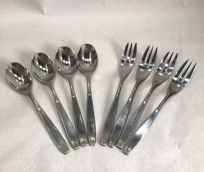 Vintage VINERS IRELAND 4x Pastry Forks & 4xTeaspoons Stainless Steel Cutlery - Image 1 of 4