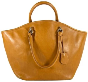 VANESSA BRUNO Tan Leather Tote Satchel Bag Made in Italy - Picture 1 of 12