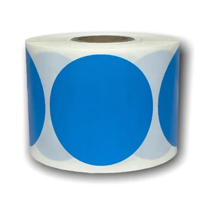 Zebra / Eltron 3" - Blue Round Direct Thermal Labels 1" Core (12) RLS of 500 EA - Picture 1 of 3