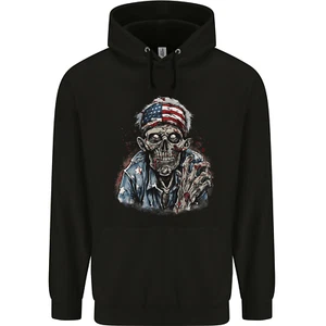American Zombie USA Flag Halloween Childrens Kids Hoodie - Picture 1 of 3