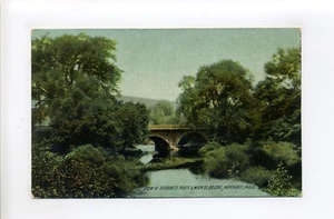 Postal antigua de Maynard MA Mass, puente de arco de piedra, calle principal, río Assabet - Imagen 1 de 2