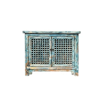 Gabinete de almacenamiento Credenza puertas de gancho de celosía azul turquesa desvanecido ws4448 Foto 1 de 4