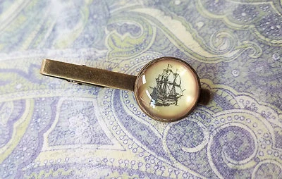  Clip de corbata de barco pirata antiguo estilo vintage de 18 mm, aspecto vintage Foto 1 de 4