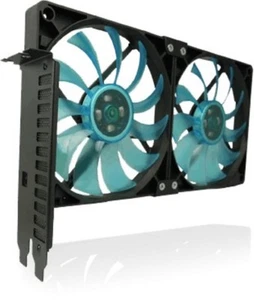 Gelid Solutions PCI Steckplatzlüfter hat zwei x schmale 120 mm UV blaue Lüfter für Gehäusekühlung - Bild 1 von 5