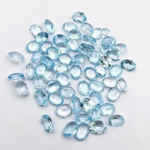 Topazio naturale blu cielo forma ovale 8x6 mm taglio sfaccettato pietra preziosa sfusa 50 pezzi - Foto 1 di 5