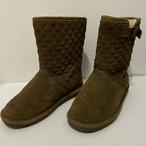 Bearpaw braune Wildleder-Winterstiefel Leigh Anne gesteppt mit Gürtel Wolle Damengröße 8  - Bild 1 von 9