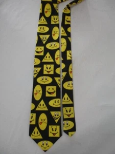 Neue RALPH MARLIN RM Herren Krawatte Neuheit Halsbekleidung SMILEY FACE BLOCKS - GELB - Bild 1 von 4