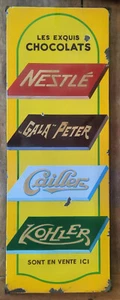 Ancienne plaque émaillée Chocolat NESTLE KOHLER GALA-PETER CAILLER 110x40cm - Picture 1 of 3