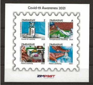 ZIMBABWE 2021 IMPERF STAMP M/S CORNA - AWARNESS, VACCINATION . MNH - Picture 1 of 1