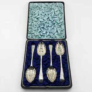 Boxed Set of Four Victorian Silver Plated Berry or Serving Spoons - Picture 1 of 7
