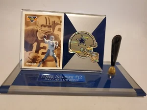 Roger Staubach Dallas Cowboys Pen Base Pinnacle #383 The Idols Card Troy Aikman - Picture 1 of 8