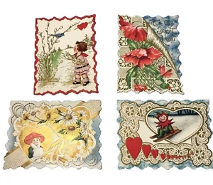 ANTQ 1900s 4.5” Valentine cards Scalloped Edge Whitney Made Used - Picture 1 of 11