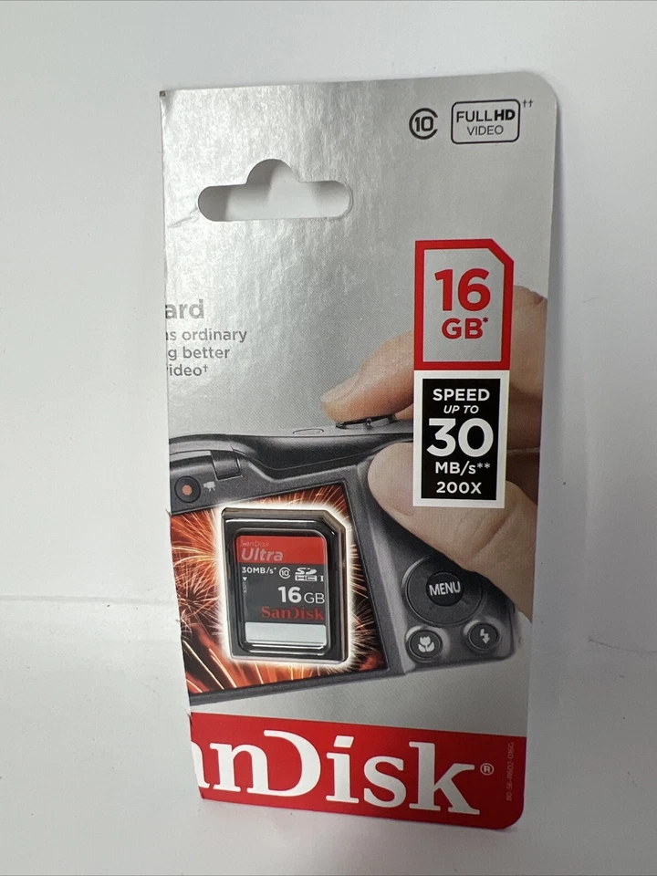 SanDisk Ultra 16GB SDHC Card Memory Card Speed 30MB/s 200X Full HD New! - Image 1 of 2