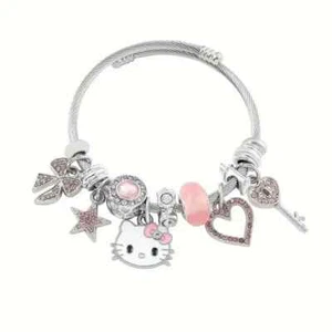 Hello Kitty Rhinestone Beaded Girls Charm Bracelet - Picture 1 of 2