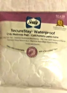 Sealy Secure Stay Waterproof Crib Mattress Pad 52"x 28" Soft Cozy Knit Top New - Picture 1 of 3