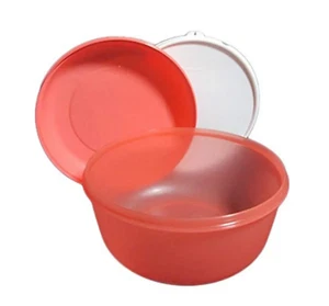 Tupperware Super Salad Bowl & Cover/Tray Guava 16 Cups & White Seal New - Picture 1 of 1