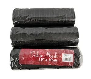 Lot 3 10" x 10 Yard Black w/Black Foil Deco Mesh Roll Ribbon Wreath Halloween - Picture 1 of 2