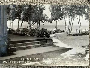 Cartolina Nip I Gon Inn Point on the Straits Cheboygan Michigan RPPC 1940 - Foto 1 di 2