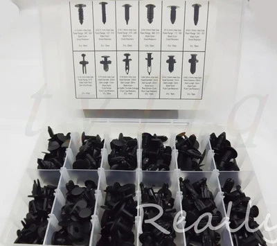 192件装自动推式固定器分类套件汽车尼龙防护针铆钉紧固件 — 第 1/4 张图片