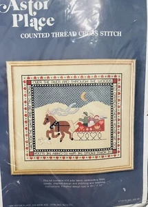 ASTOR PLACE HORSE DRAWN SLED COUNTED THREAD CROSS STITCH CHART PATTERN KIT 1984 - Picture 1 of 3