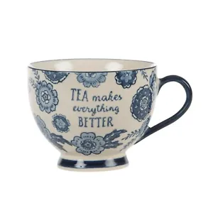 Sass & Belle  Blue Willow Floral Mug Tea Makes Everything Better Cup Gift Boxed - Picture 1 of 4