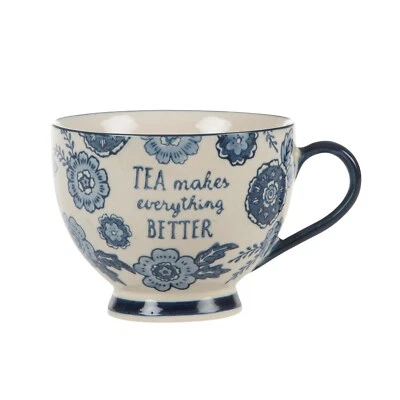 Sass & Belle Blue Willow Floral Mug Tea Makes Everything Better Cup Gift Boxed