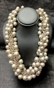 PREMIER DESIGNS SILVER BEADS CHAIN CHOKER NECKLACE 17" LONG + 4" EXTENDER - Picture 1 of 8