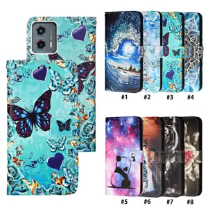 Leather Magnetic Case For MOTO G Power 2023 G200 G71 Phone Cover Wallet Painted - Picture 1 of 55