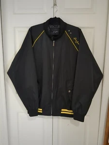 Chaqueta mezclada de nailon Sean John GIII para hombre XL negra con tuberías amarillas - Imagen 1 de 7