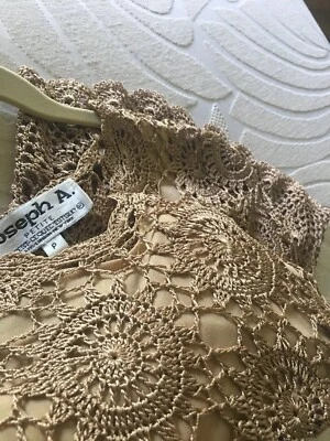 Blusa Top Mujer $68 JOSEPH Abboud Crochet BOHO Encaje Dorado Talla Pequeña Pequeña Pequeña Foto 1 de 4