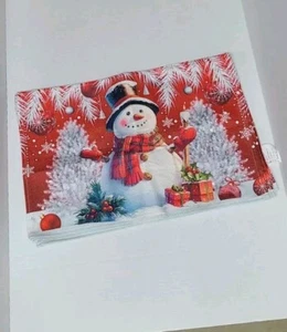 Snowman Holiday Christmas Cloth Table Placemats - 13" X 19" Set Of 6 - NEW! - Picture 1 of 9
