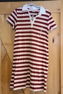 New! Old Navy Women Sz L Striped Short Sleeve Rugby Dress Knee Length Pink Red - Picture 1 of 12