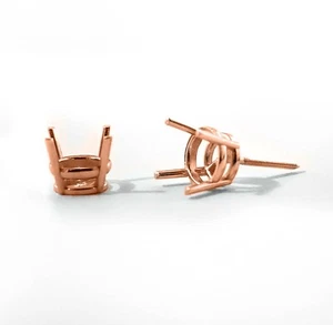 14K Rotgold Ohrstecker Fundstücke Befestigung Fassung Rund 4 Krappen Korb Schraube - Bild 1 von 7