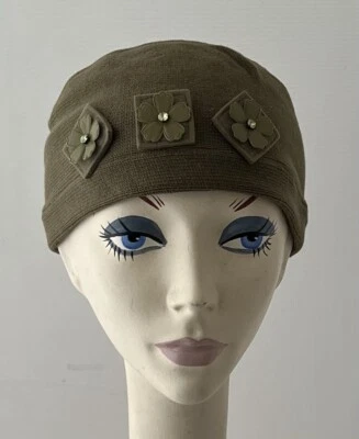 NWT! LEMON HATS Cotton Knit Pull On Style Beanie Hat OLIVE Green - Image 1 of 2