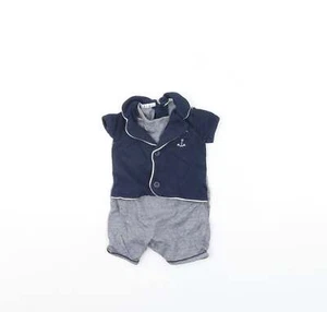 Mothercare Baby Blue Striped Cotton Blend Babygrow Size 0-3 Months - Picture 1 of 12