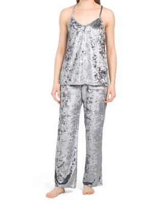 Conjunto de Pijama Cami JOSIE BY NATORI Veludo Esmagado Cinza Granito M G GG Novo - Imagem 1 de 2