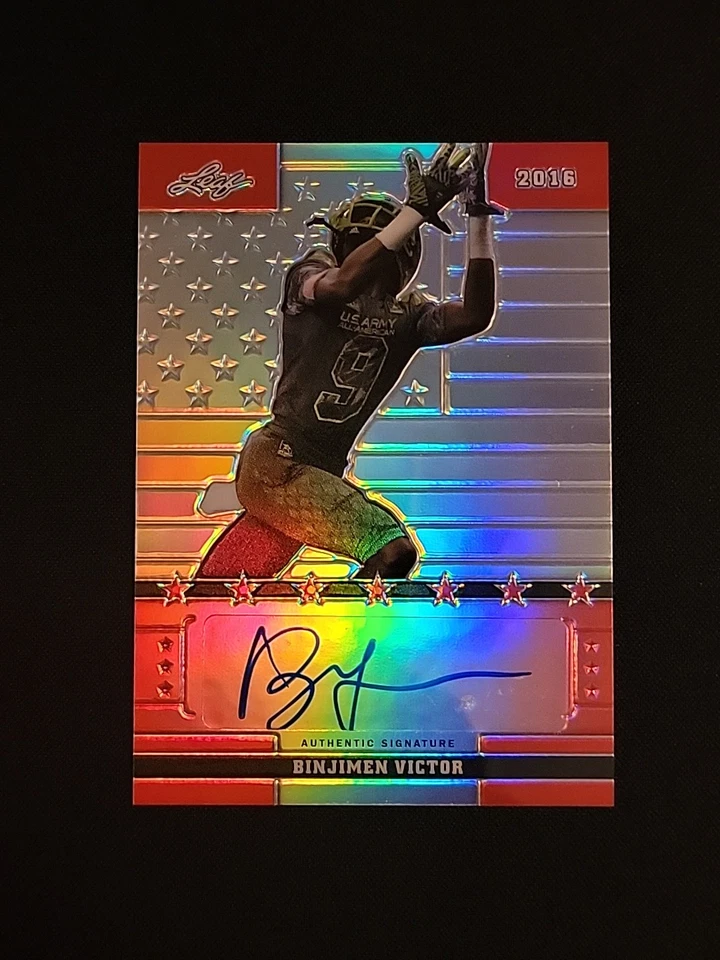 2016 Leaf Army All-American Binjimen Victor Red Prismatic Auto /2 - Image 1 of 4