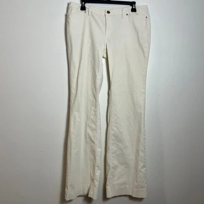 Banana Republic Wide Leg Corduroy Pants Womens 10 Ivory Stretch Casual Trousers - Image 1 of 4