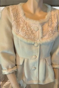 BODEN RYE Ladies Ivory Cropped Boxy Fit Jacket Soutache Net Hem SIZE LARGE - Picture 1 of 5